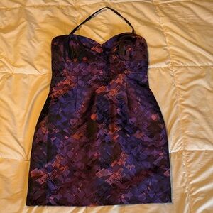 Purple Multicolor Strapless Sheath Dress